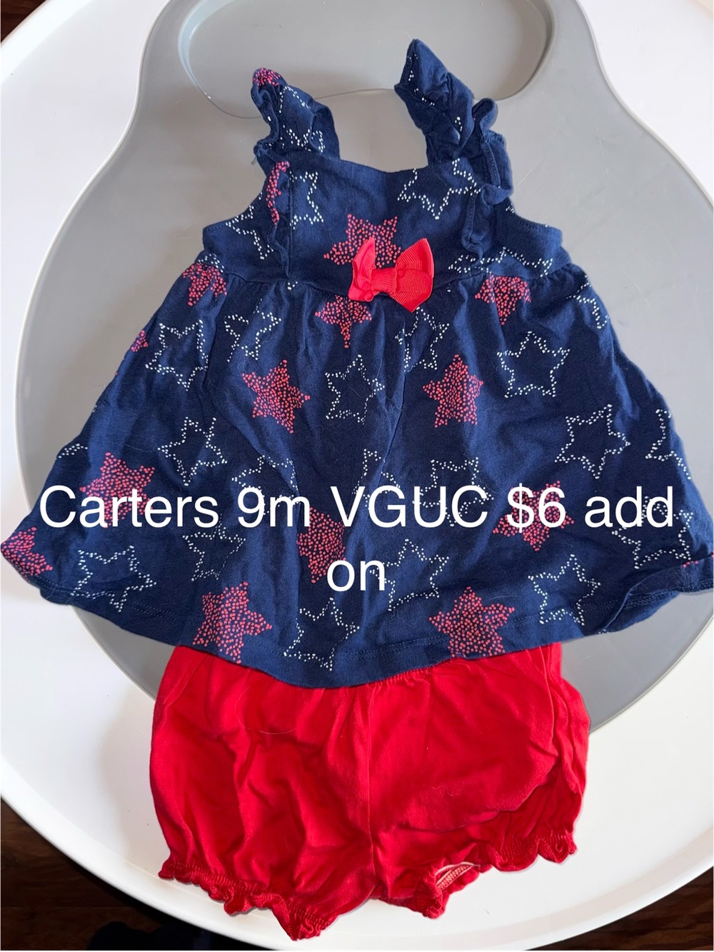 Carter's Navy Blue and Red Star Ruffle Tank with Red Bloomers